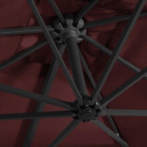  Parasol wiszący z LED, bordowy, 250x250 cm Lumarko!