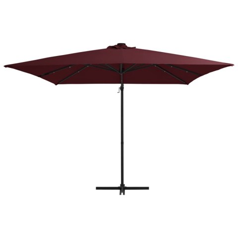  Parasol wiszący z LED, bordowy, 250x250 cm Lumarko!