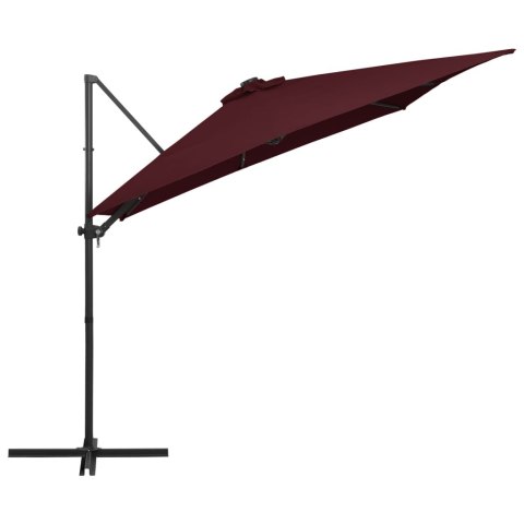  Parasol wiszący z LED, bordowy, 250x250 cm Lumarko!
