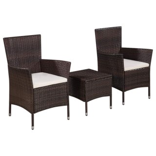  3-cz. zestaw mebli bistro, rattan PE, brązowy Lumarko!
