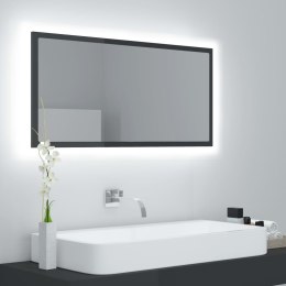 Lumarko Lustro łazienkowe z LED, szare na wysoki połysk, 90x8,5x37 cm
