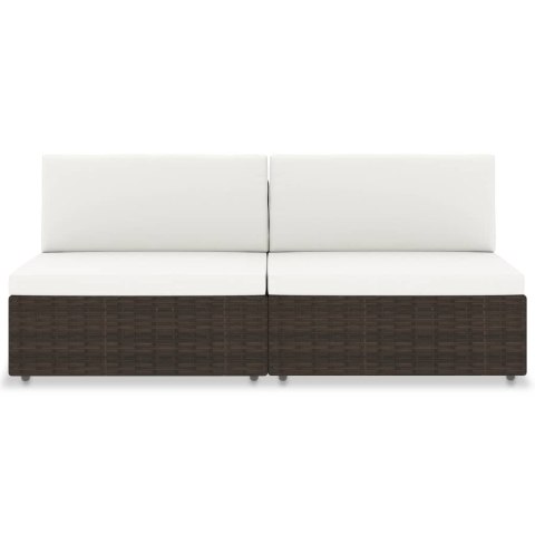  Sofa modułowa 2-osobowa, rattan PE, brązowa Lumarko!