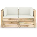  Ogrodowa sofa 2-os z poduszkami, impregnowane na zielono drewno Lumarko!