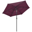  3-poziomowy parasol na aluminiowym słupku, bordowy, 2,5 m Lumarko!