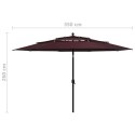  3-poziomowy parasol na aluminiowym słupku, bordowy, 3,5 m Lumarko!