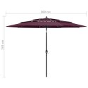  3-poziomowy parasol na aluminiowym słupku, bordowy, 3 m Lumarko!