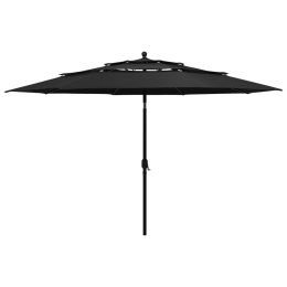  3-poziomowy parasol na aluminiowym słupku, czarny, 3,5 m Lumarko!