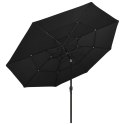  3-poziomowy parasol na aluminiowym słupku, czarny, 3,5 m Lumarko!