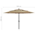  3-poziomowy parasol na aluminiowym słupku, taupe, 3,5 m Lumarko!