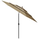  3-poziomowy parasol na aluminiowym słupku, taupe, 3 m Lumarko!