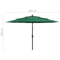  3-poziomowy parasol na aluminiowym słupku, zielony, 3,5 m Lumarko!