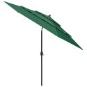  3-poziomowy parasol na aluminiowym słupku, zielony, 3 m Lumarko!