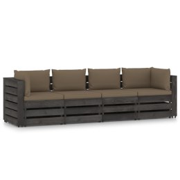  Ogrodowa sofa 4-os z poduszkami, impregnowane na szaro drewno Lumarko!