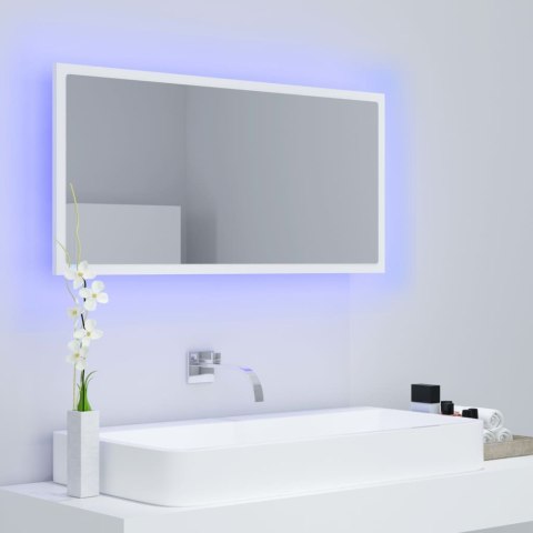  Lustro łazienkowe z LED, białe, 90 x 8,5 x 37 cm, płyta wiórowa Lumarko!
