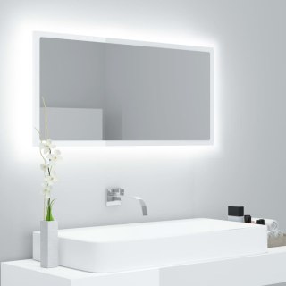 Lustro łazienkowe z LED, białe na wysoki połysk, 90x8,5x37 cm Lumarko!