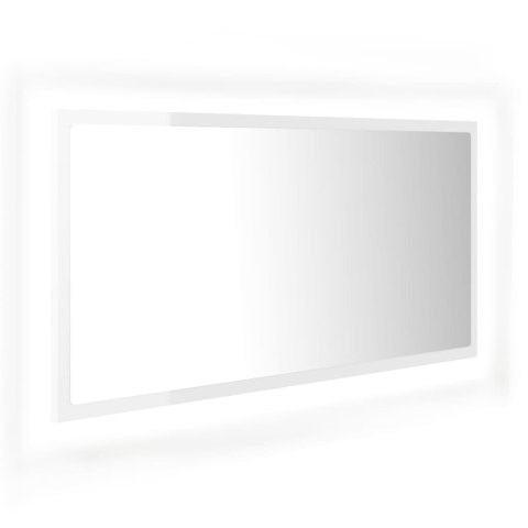  Lustro łazienkowe z LED, białe na wysoki połysk, 90x8,5x37 cm Lumarko!