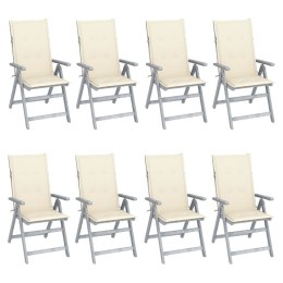  Rozkładane krzesła ogrodowe z poduszkami, 8 szt., lita akacja Lumarko!