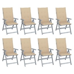  Rozkładane krzesła ogrodowe z poduszkami, 8 szt., lita akacja Lumarko!