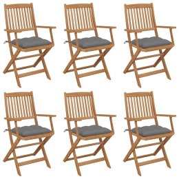  Składane krzesła ogrodowe 6 szt., z poduszkami, drewno akacjowe Lumarko!
