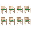  Krzesła ogrodowe 8 szt., z zielonymi poduszkami, drewno tekowe Lumarko!