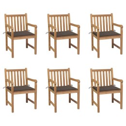  Krzesła ogrodowe, poduszki taupe, 6 szt., lite drewno tekowe Lumarko!