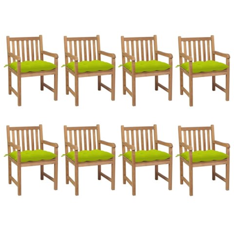  Krzesła ogrodowe z jasnozielonymi poduszkami, 8 szt., tekowe Lumarko!