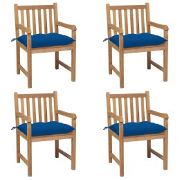  Krzesła ogrodowe z niebieskimi poduszkami, 4 szt., tekowe Lumarko!