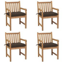 Krzesła ogrodowe z poduszkami taupe, 4 szt., drewno tekowe Lumarko!