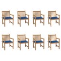  Krzesła ogrodowe, 8 szt., kobaltowe poduszki, drewno tekowe Lumarko!