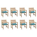  Krzesła ogrodowe, 8 szt., niebieskie poduszki, drewno tekowe Lumarko!