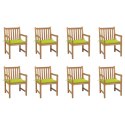  Krzesła ogrodowe 8 szt., z jasnozielonymi poduszkami, tekowe Lumarko!