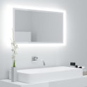  Lustro łazienkowe LED, wysoki połysk, białe, 80x8,5x37 cm Lumarko!