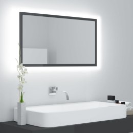 Lumarko Lustro łazienkowe LED, wysoki połysk, szare, 80x8,5x37 cm
