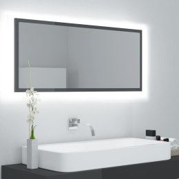 Lumarko Lustro łazienkowe z LED, szare na wysoki połysk, 100x8,5x37 cm