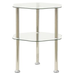  2-poziomowy stolik, 38x38x50 cm, przezroczyste szkło hartowane Lumarko!
