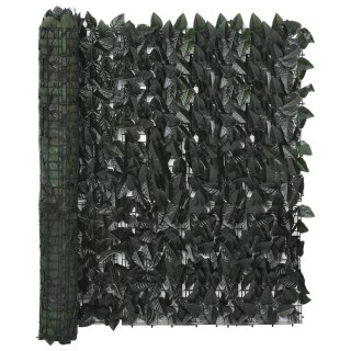 VidaXL Parawan balkonowy, ciemno zielone liście, 300x100 cm