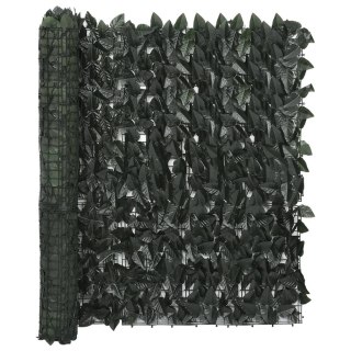 VidaXL Parawan balkonowy, ciemnozielone liście, 500x100 cm