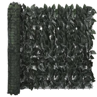 VidaXL Parawan balkonowy, ciemnozielone liście, 500x75 cm