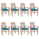  Krzesła stołowe z niebieskimi poduszkami, 8 szt., drewno tekowe Lumarko!