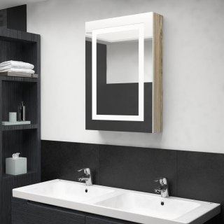  Szafka łazienkowa z lustrem i LED, biel i dąb, 50x13x70 cm Lumarko!
