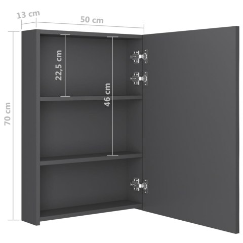  Szafka łazienkowa z lustrem i LED, szara, 50x13x70 cm Lumarko!