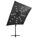  Parasol wiszący z lampkami LED i słupkiem, antracytowy, 250 cm Lumarko!