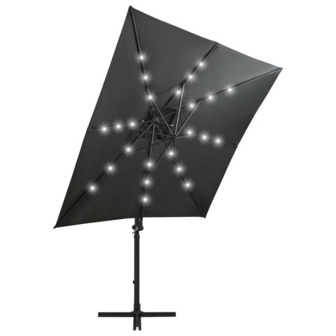  Parasol wiszący z lampkami LED i słupkiem, antracytowy, 250 cm Lumarko!