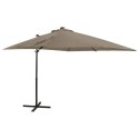  Parasol wiszący z lampkami LED i słupkiem, kolor taupe, 250 cm Lumarko!