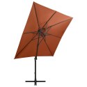  Parasol wiszący z lampkami LED i słupkiem, terakota, 250 cm Lumarko!