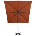  Parasol wiszący z lampkami LED i słupkiem, terakota, 250 cm Lumarko!