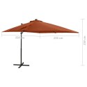  Parasol wiszący z lampkami LED i słupkiem, terakota, 250 cm Lumarko!