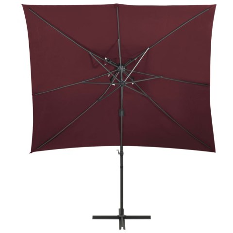  Parasol wiszący z podwójną czaszą, bordowy, 250x250 cm Lumarko!