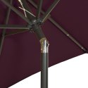  Parasol z lampkami LED, bordowy, 200x211 cm, aluminium Lumarko!