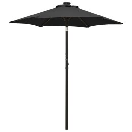  Parasol z lampkami LED, czarny, 200x211 cm, aluminium Lumarko!